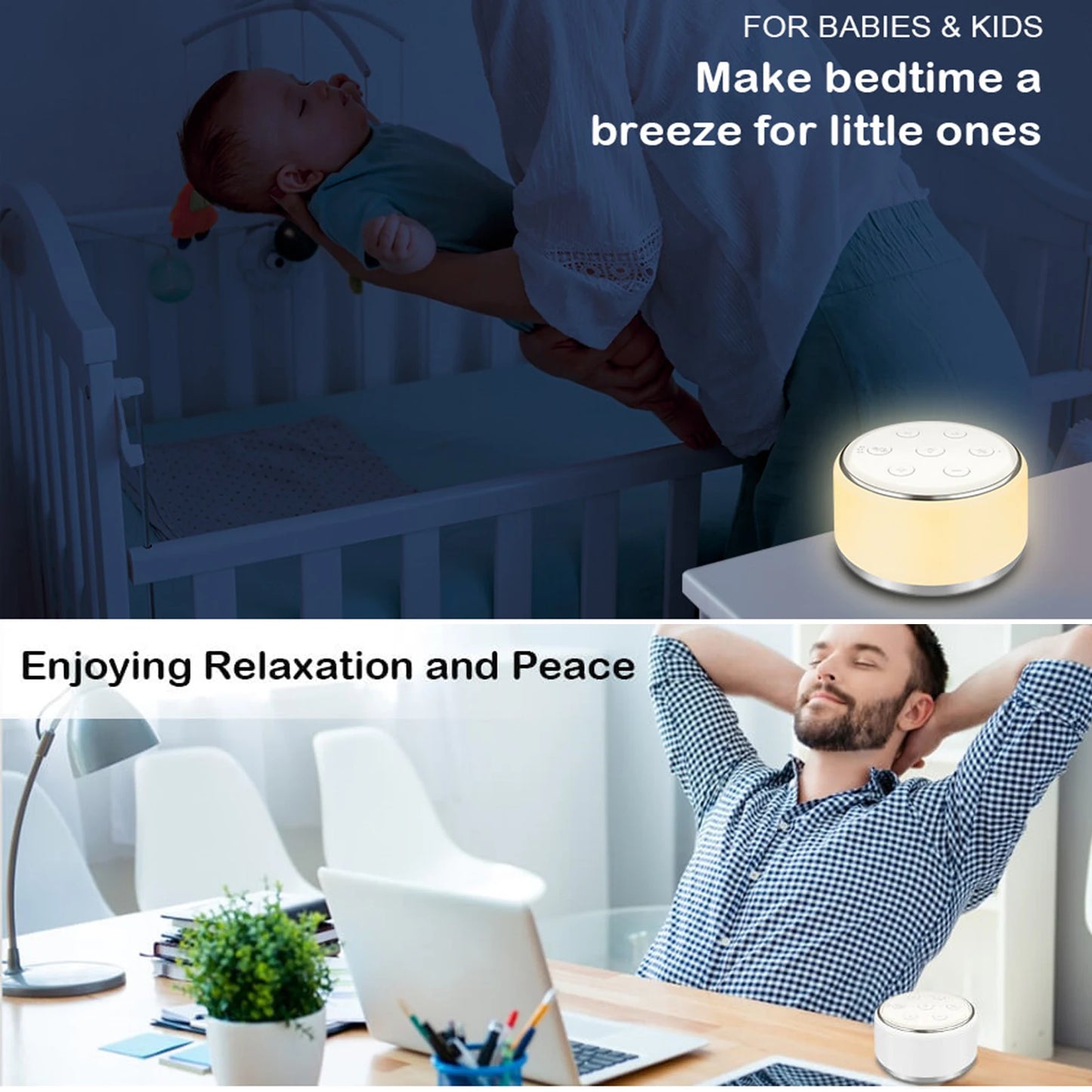 GetSerenitySleep™ White Noise Machine with Night Light & Timer