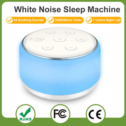 GetSerenitySleep™ White Noise Machine with Night Light & Timer